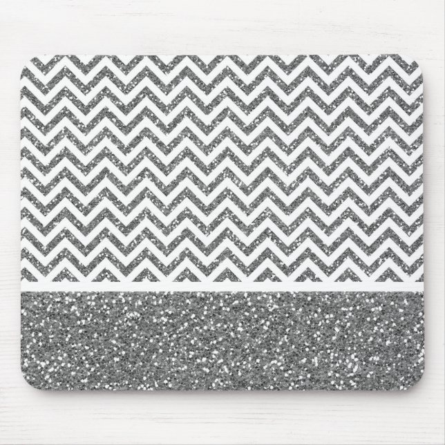 Silver Faux Glitter Chevron Musmatta (Framsidan)