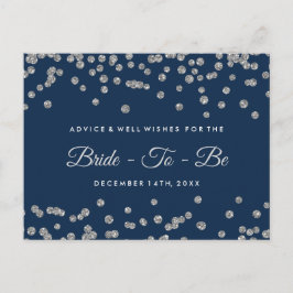Silver Faux Glitter Confetti Navy Möhippa Advice Rådkort