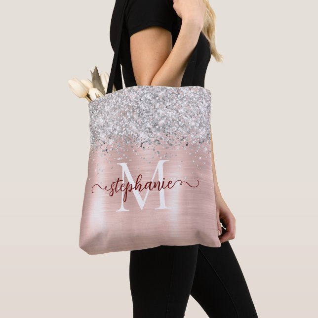 Silver Faux-Glitter Girly Glam  Rosa Personal Tygkasse (Närbild)