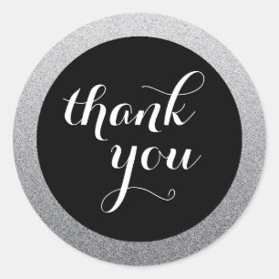 Silver Faux Glitter Ombre Tack Favor Sticker Runt Klistermärke