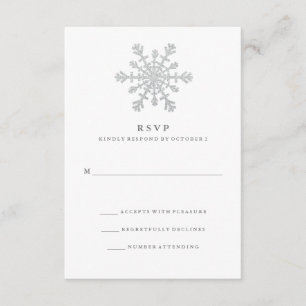 Silver Faux Glitter Snowflake Bröllop OSA Kort