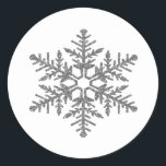 Silver Faux Glitter Snowflake Runt Klistermärke<br><div class="desc">silver Faux Glitter Snowflake (inte glitter)</div>