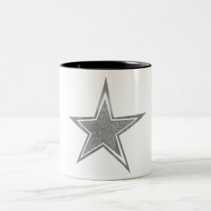 Silver Faux Glitter Star Två-Tonad Mugg