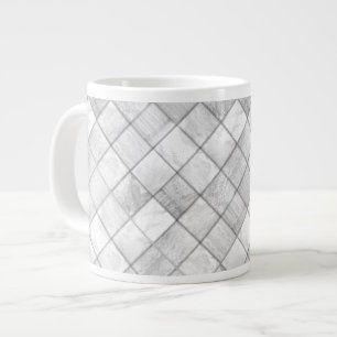Silver Faux Patchwork Quilting Mönster Jumbo Mugg