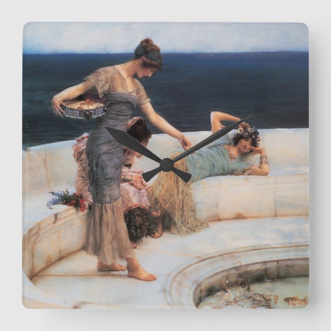 Silver Favoriter av Lawrence Alma-Tadema Fyrkantig Klocka (Framsida)