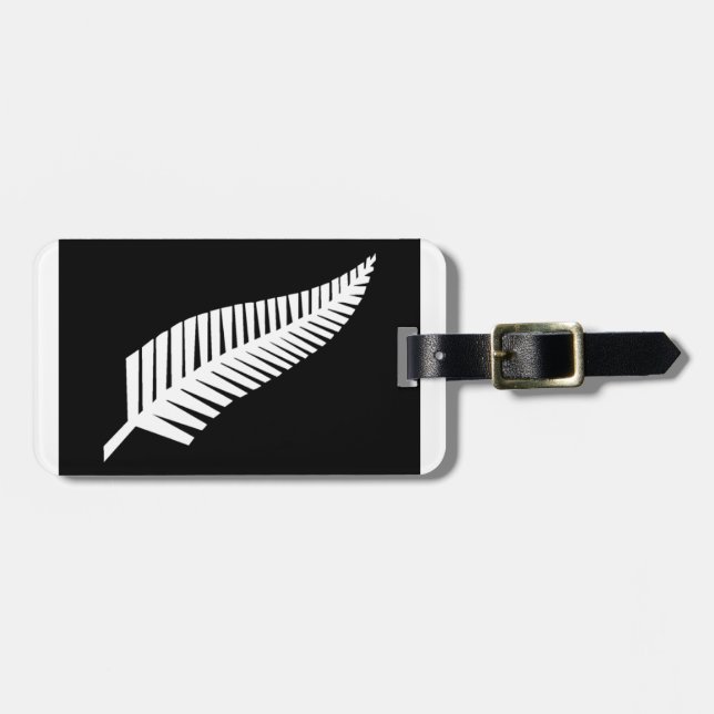 Silver Fern Flagga Nya Zeeland Bagagebricka (Horisontell Framsida)