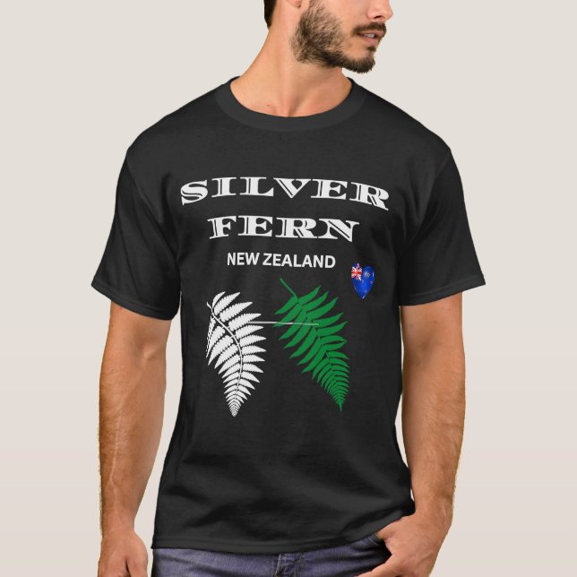 Silver Fern Nya Zeeland Nya Zeeland flagga Kiwi L T Shirt (Framsida)