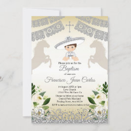 Silver Fiesta Boy Baptism Christening-inbjudan Inbjudningar