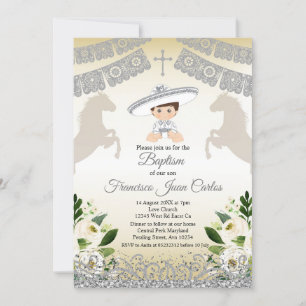 Silver Fiesta Boy Baptism Christening-inbjudan Inbjudningar