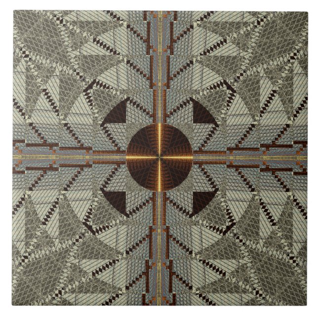 Silver Filigree med Guld Kor Kakelplatta (Framsidan)