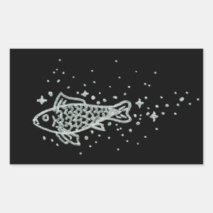 Silver Fish Sticker Rektangulärt Klistermärke