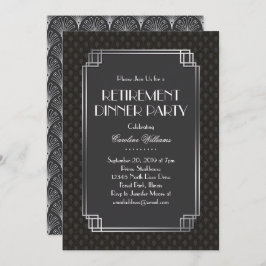 Silver Fläkt Art Deco Pension Party Inbjudningar