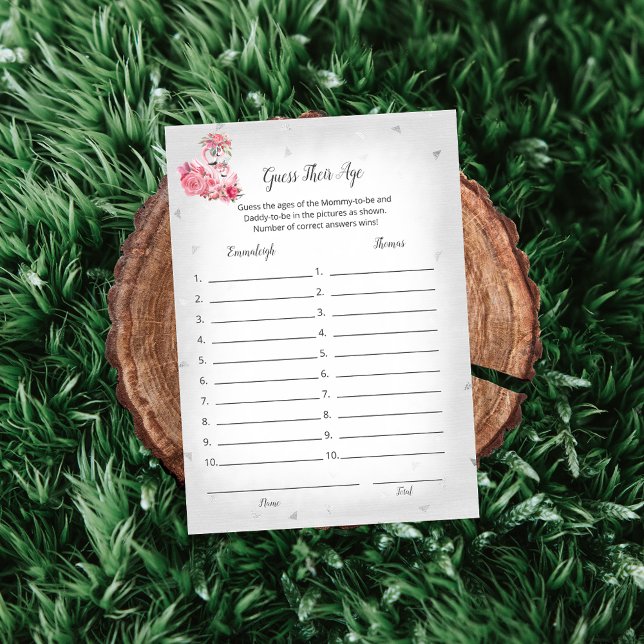 Silver Flamingo Ballerina gissar att Baby-spelet ä Inbjudningar (Skapare uppladdad)