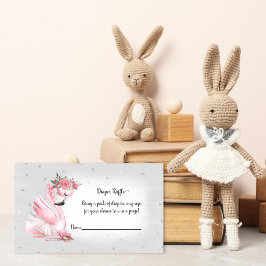 Silver Flamingo Ballet Baby Shower Raffle Tilläggskort