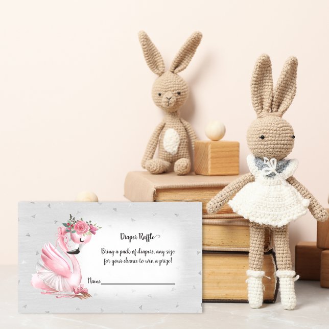 Silver Flamingo Ballet Baby Shower Raffle Tilläggskort (Skapare uppladdad)