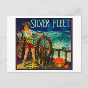 Silver Fleet Orange LabelMentone, CA Vykort