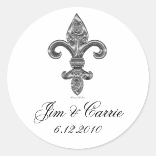 Silver Fleur De Li Sticker Runt Klistermärke