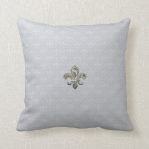 Silver Fleur de Lis Dekorativ kudde