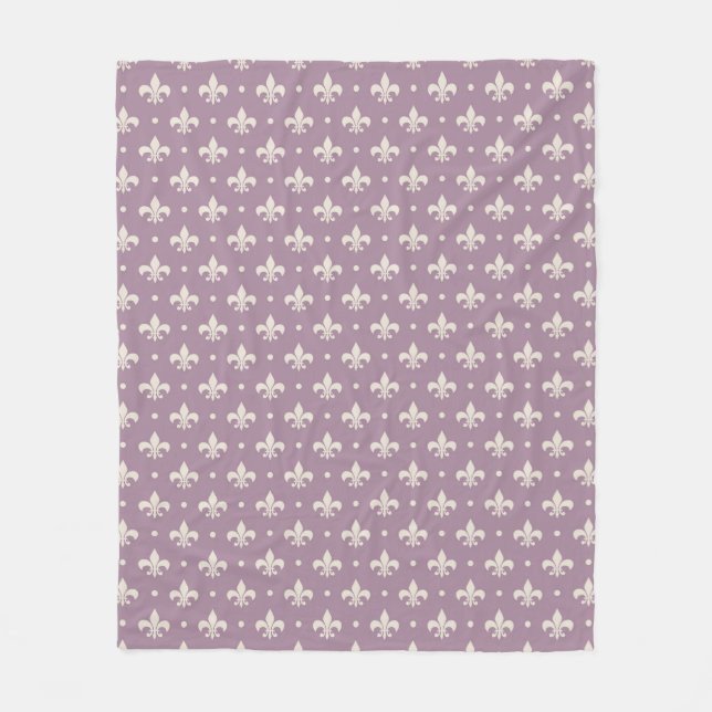 Silver Fleur De Lis mönster om lila Fleecefilt (Framsidan)