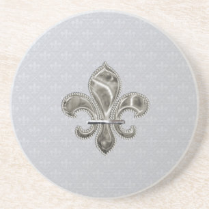 Silver Fleur de Lys Mönster Sandstone Underlägg Sandsten