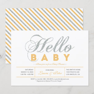 Silver Flicka, Modern typografi Baby Shower-fest Inbjudningar