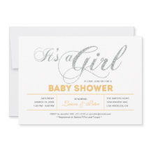 Silver | Flicka, Modern Typografi Baby Shower-fest