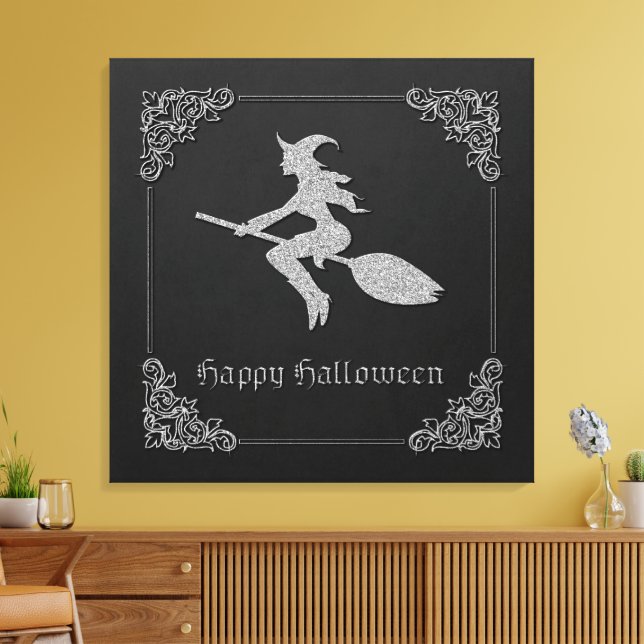 Silver Flies Witch Halloween Canvastryck (Insitu (Vardagsrum))
