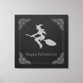 Silver Flies Witch Halloween Canvastryck