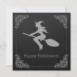 Silver Flies Witch Halloween Inbjudningar
