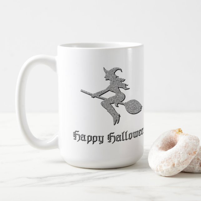 Silver Flies Witch Halloween Kaffemugg (Med munk)