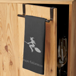 Silver Flies Witch Halloween Kökshandduk