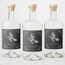 Silver Flies Witch Halloween Spritflaskor Etikett