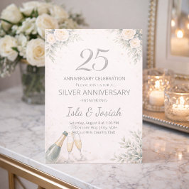 Silver Floral 25th Anniversary Invitation Inbjudningar