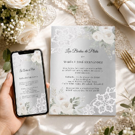 Silver Florals Bröllopsinbjudan Bodas de Plata Inbjudningar