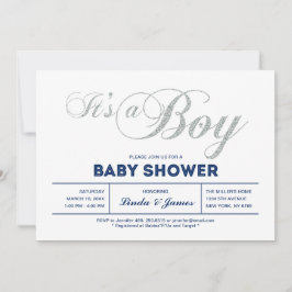 Silver, flottan | Modern Typografi Boy Shower Inbjudningar