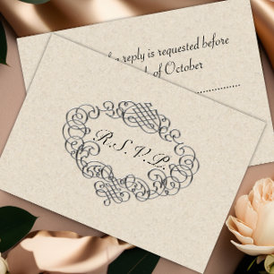 Silver Flourish Bröllop OSA Kort