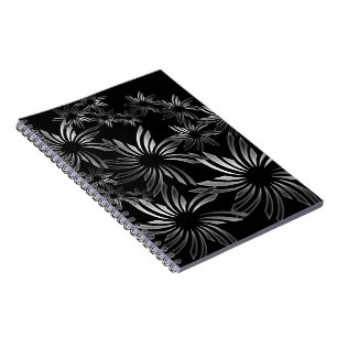 Silver Flowers Anteckningsbok Med Spiral