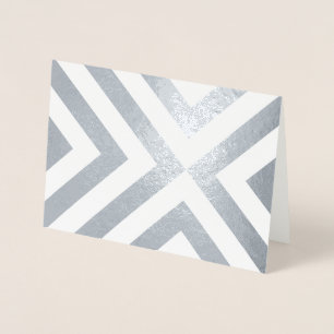 Silver Foil and White Chevrons Folierat Kort