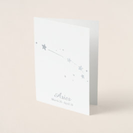 Silver Foil ARIES Zodiac Sign Constellation Folierat Kort