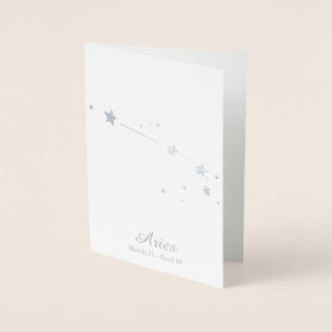 Silver Foil ARIES Zodiac Sign Constellation Folierat Kort
