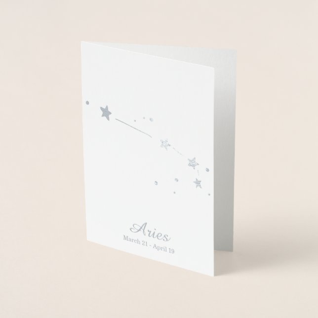 Silver Foil ARIES Zodiac Sign Constellation Folierat Kort (Framsida)