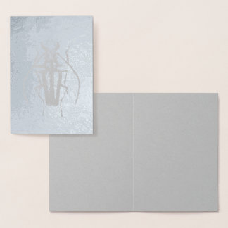 Silver Foil Beetle Greeting Card Folierat Kort