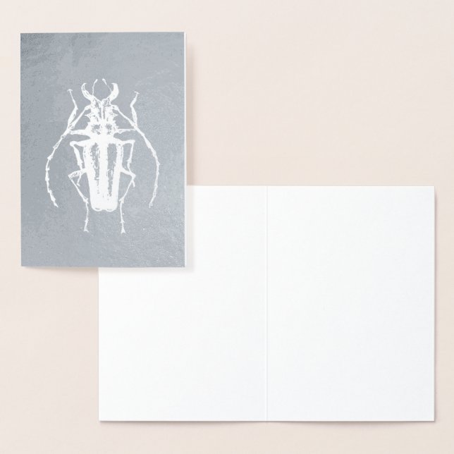 Silver Foil Beetle Greeting Card Folierat Kort (Display)
