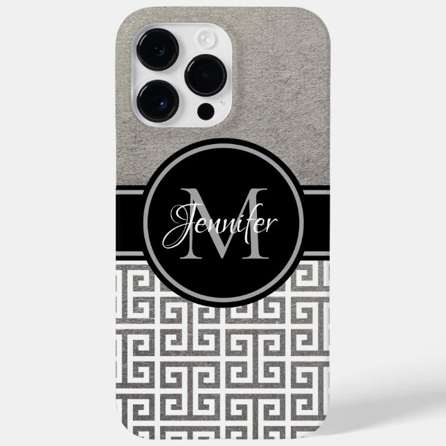 Silver Foil Black and White Grekiska Nyckel Monogr (Baksida)