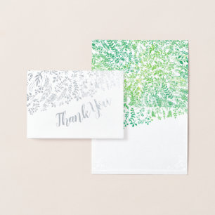 Silver Foil Blommigt Typography Tack Folierat Kort