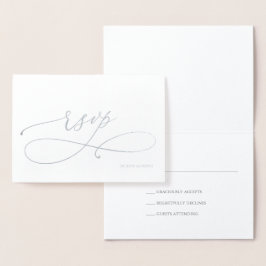 Silver Foil Bröllop OSA Reply Foil Card Folierat Kort