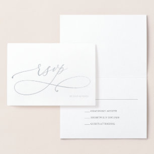 Silver Foil Bröllop OSA Reply Foil Card Folierat Kort