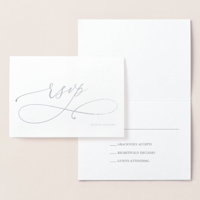 Silver Foil Bröllop OSA Reply Foil Card Folierat Kort (Display)