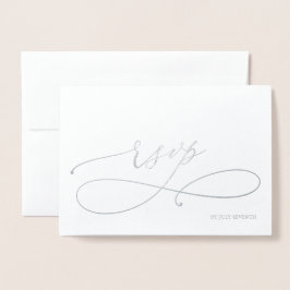 Silver Foil Bröllop OSA Reply Foil Card Folierat Kort