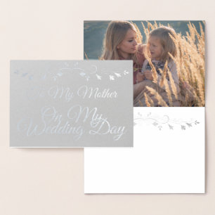 Silver Foil Card to My Mor on my Bröllopsdag Folierat Kort